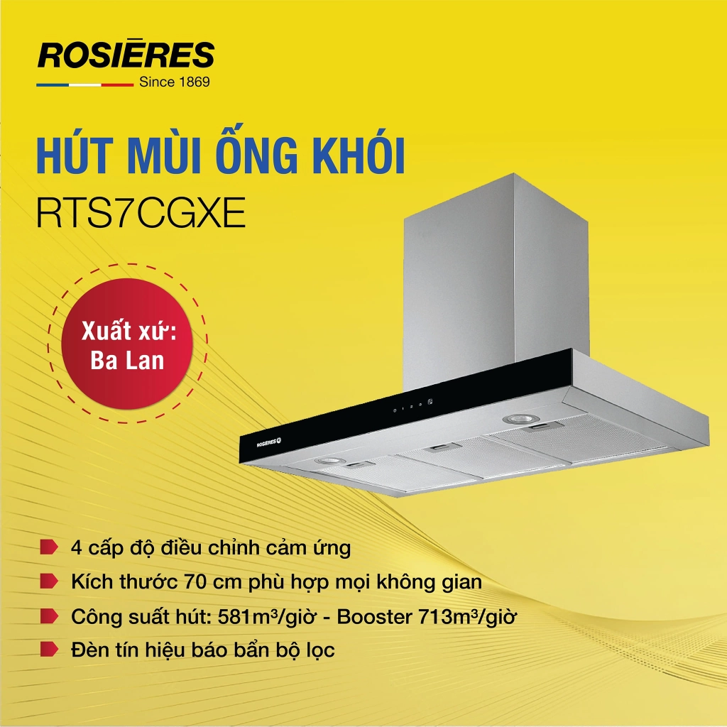 Hút mùi ống khói Rosieres RTS7CGXE