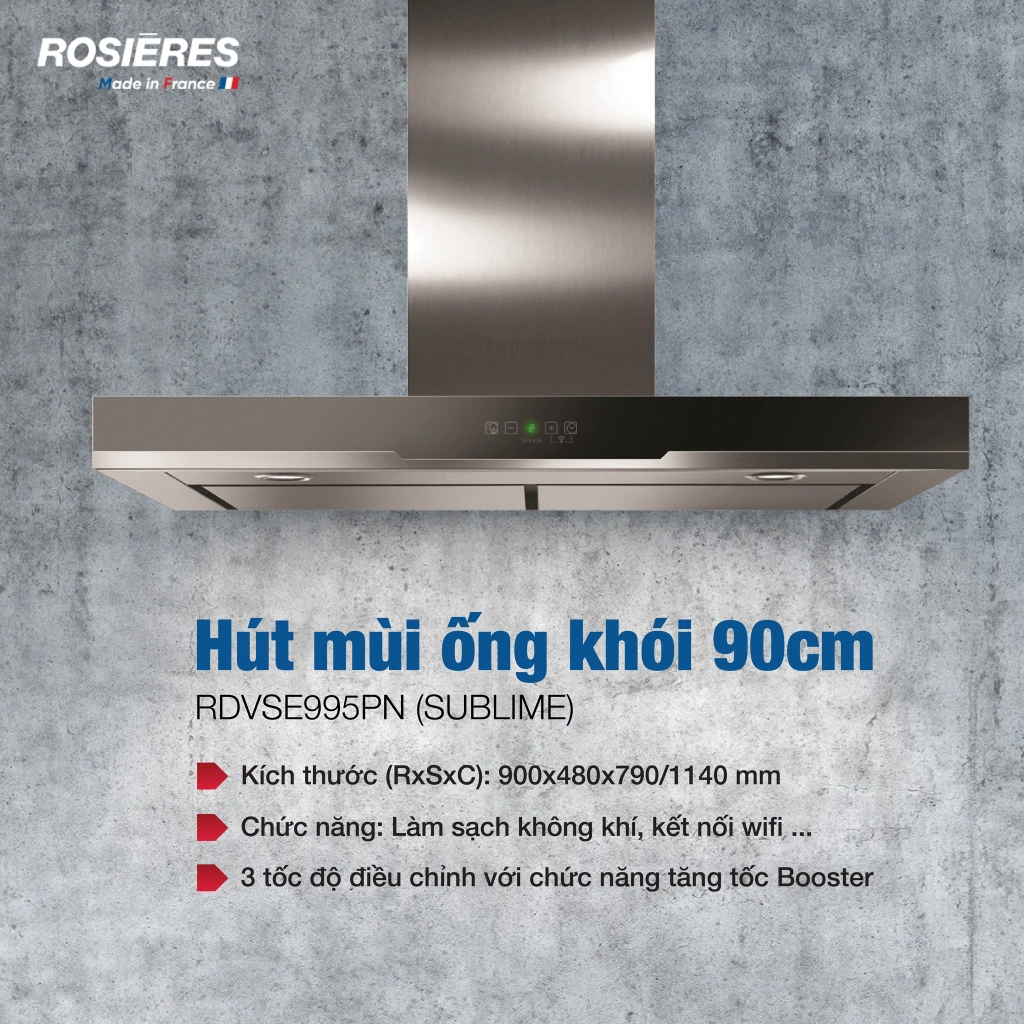 Hút mùi ống khói Rosieres RDVSE995PN