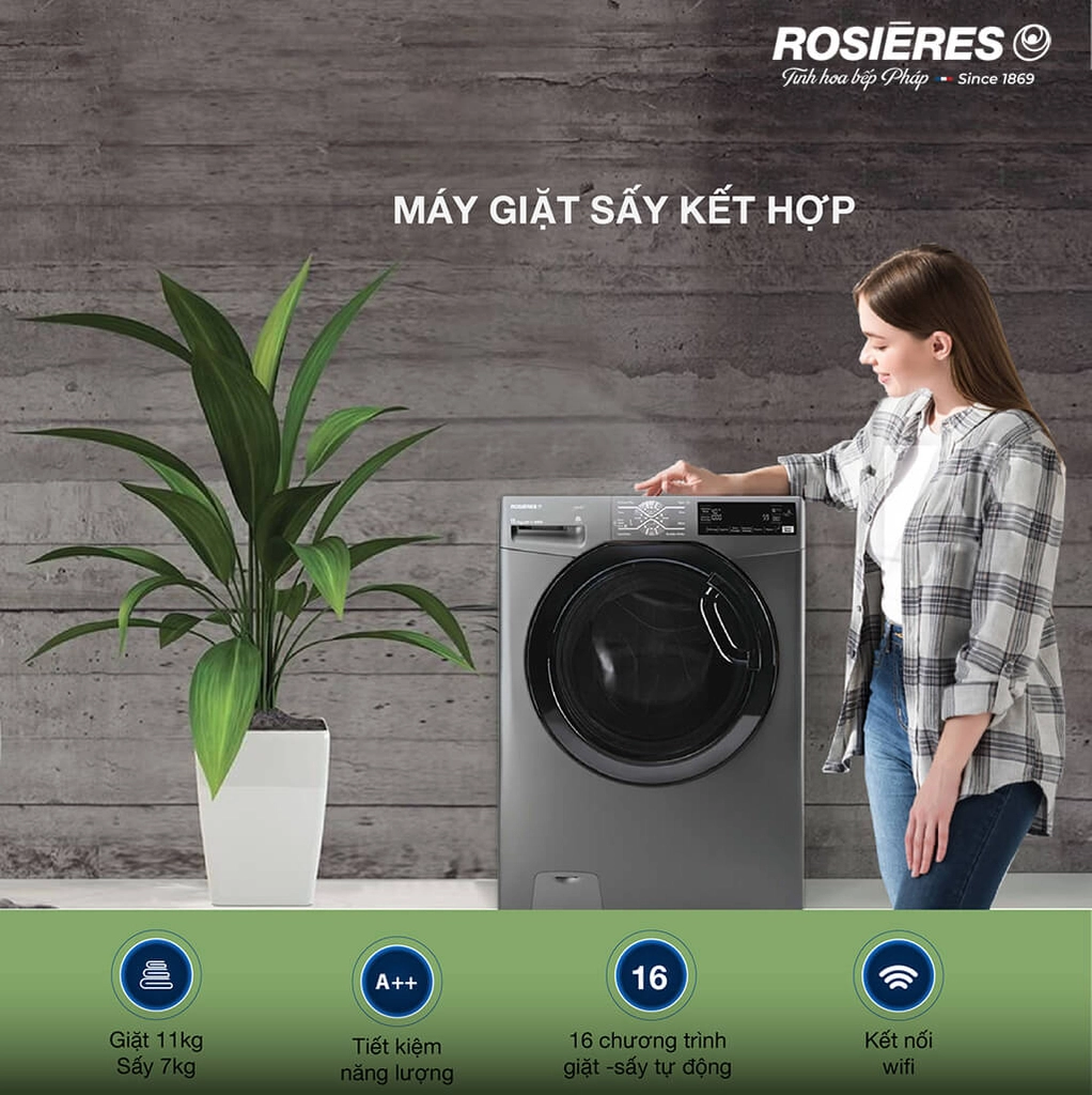 Máy giặt sấy kết hợp Rosieres 11kg RILSW4117TAHBR-4