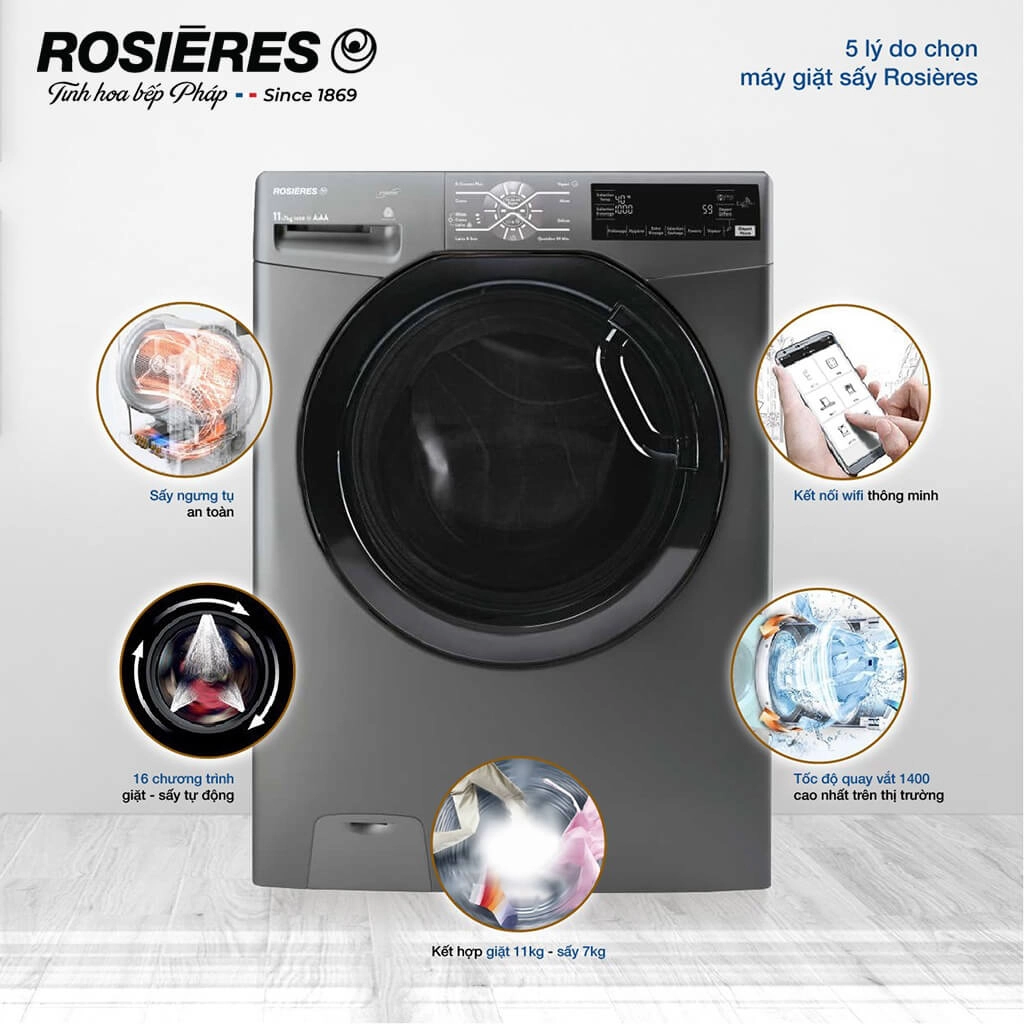 Máy giặt sấy kết hợp Rosieres 11kg RILSW4117TAHBR-4