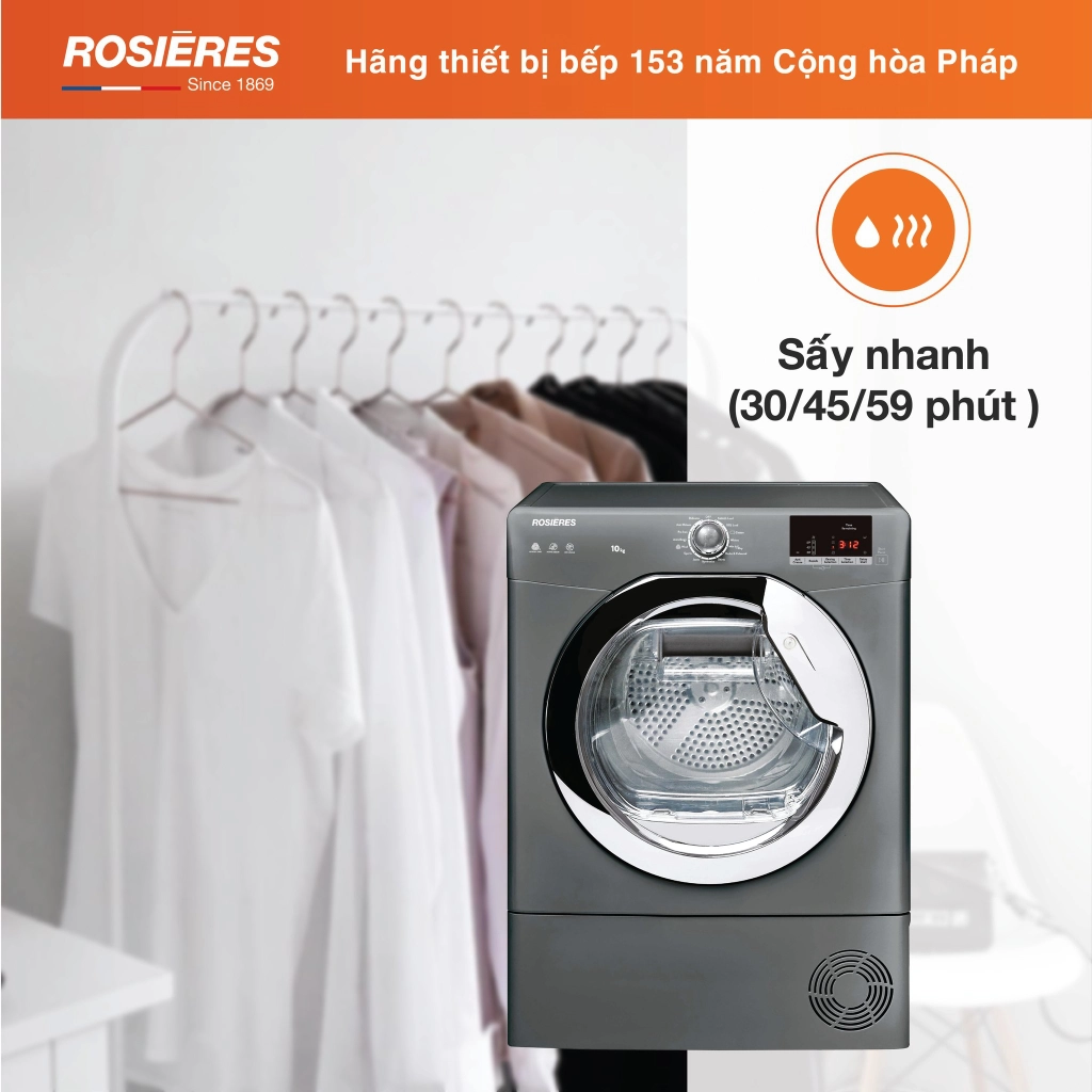 Máy sấy Rosieres độc lập 10kg RILSC10DGR-04