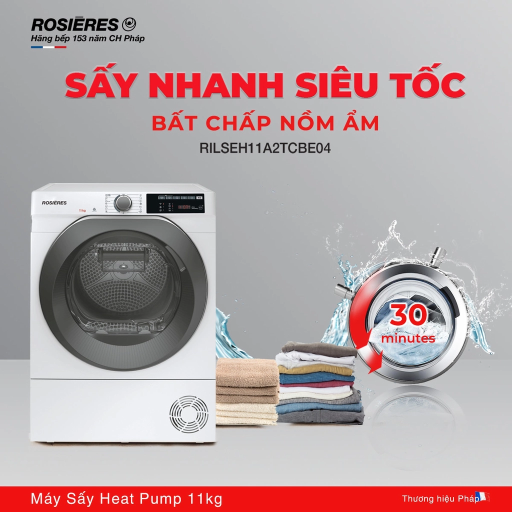 Máy sấy Rosieres Heat Pump 11kg RILSEH11A2TCBE04
