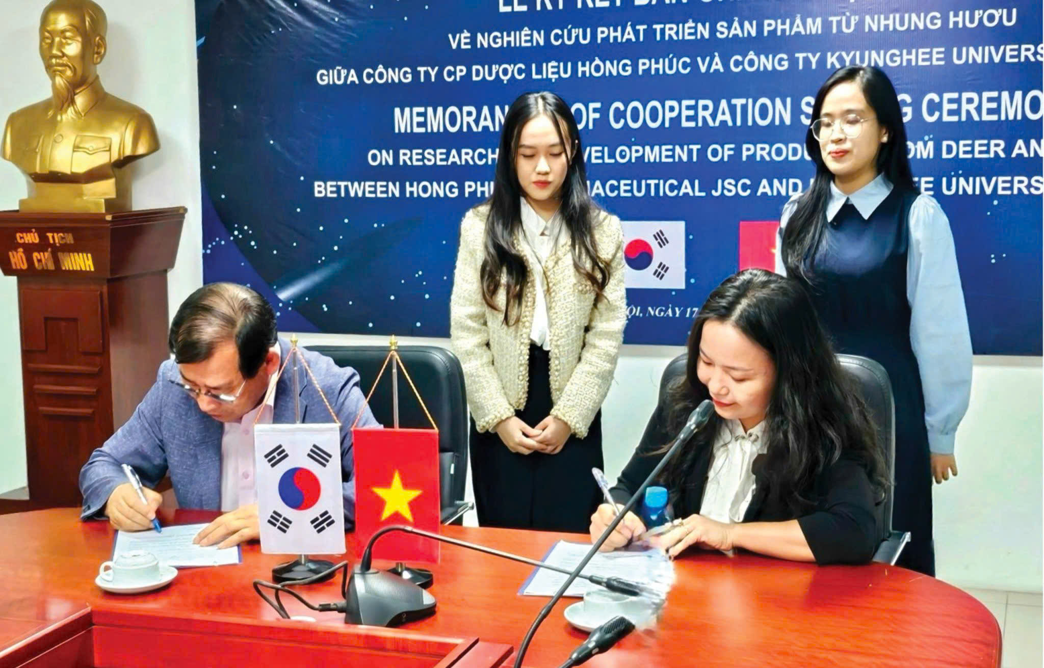Hồng Phúc kí kết hợp tác với Kyunghee University Holdings, mở ra chương mới cho nghiên cứu nhung hươu