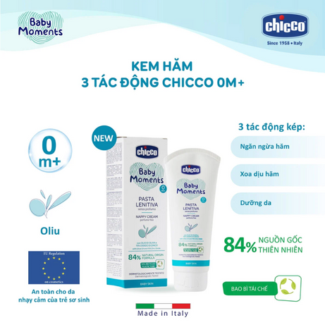 Kem ngừa hăm làm dịu và dưỡng da Chicco Nappy Cream dành cho bé từ sơ sinh 100ml