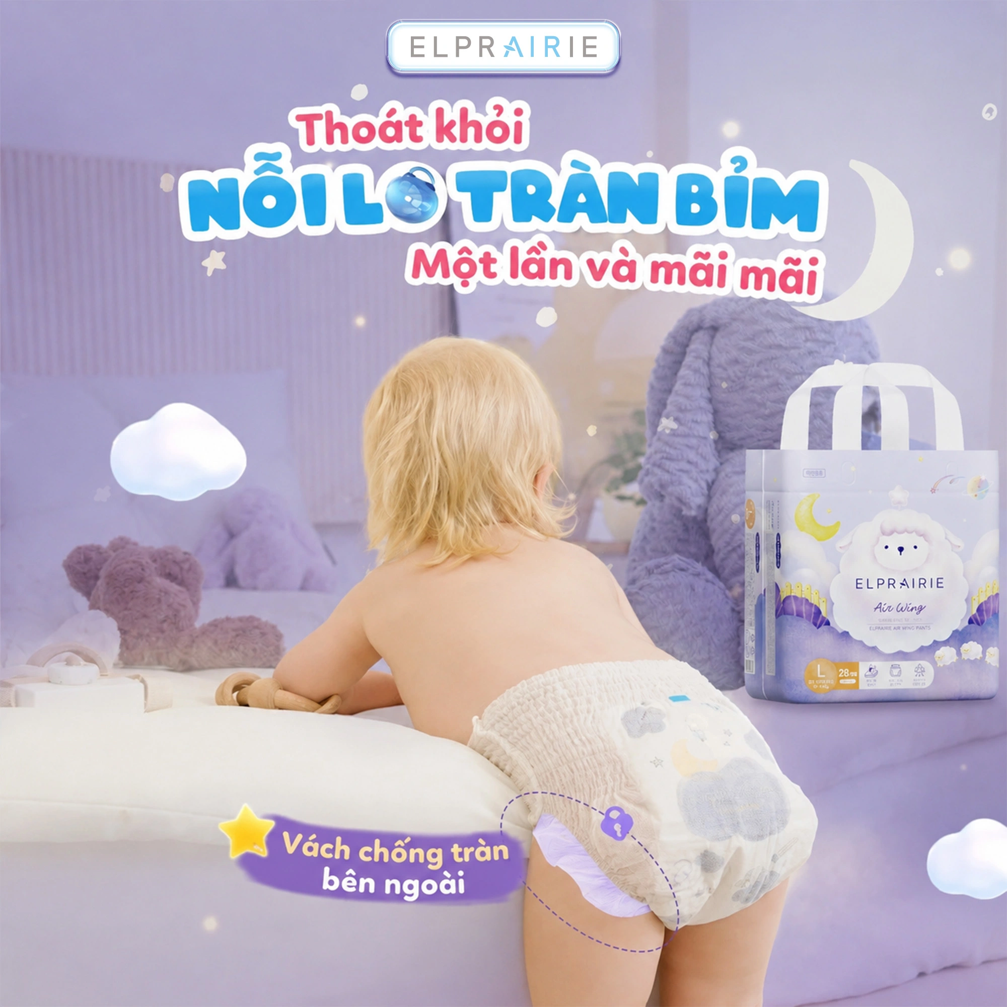 Tã bỉm quần ban đêm Elpraire Air Wing M L XL XXL