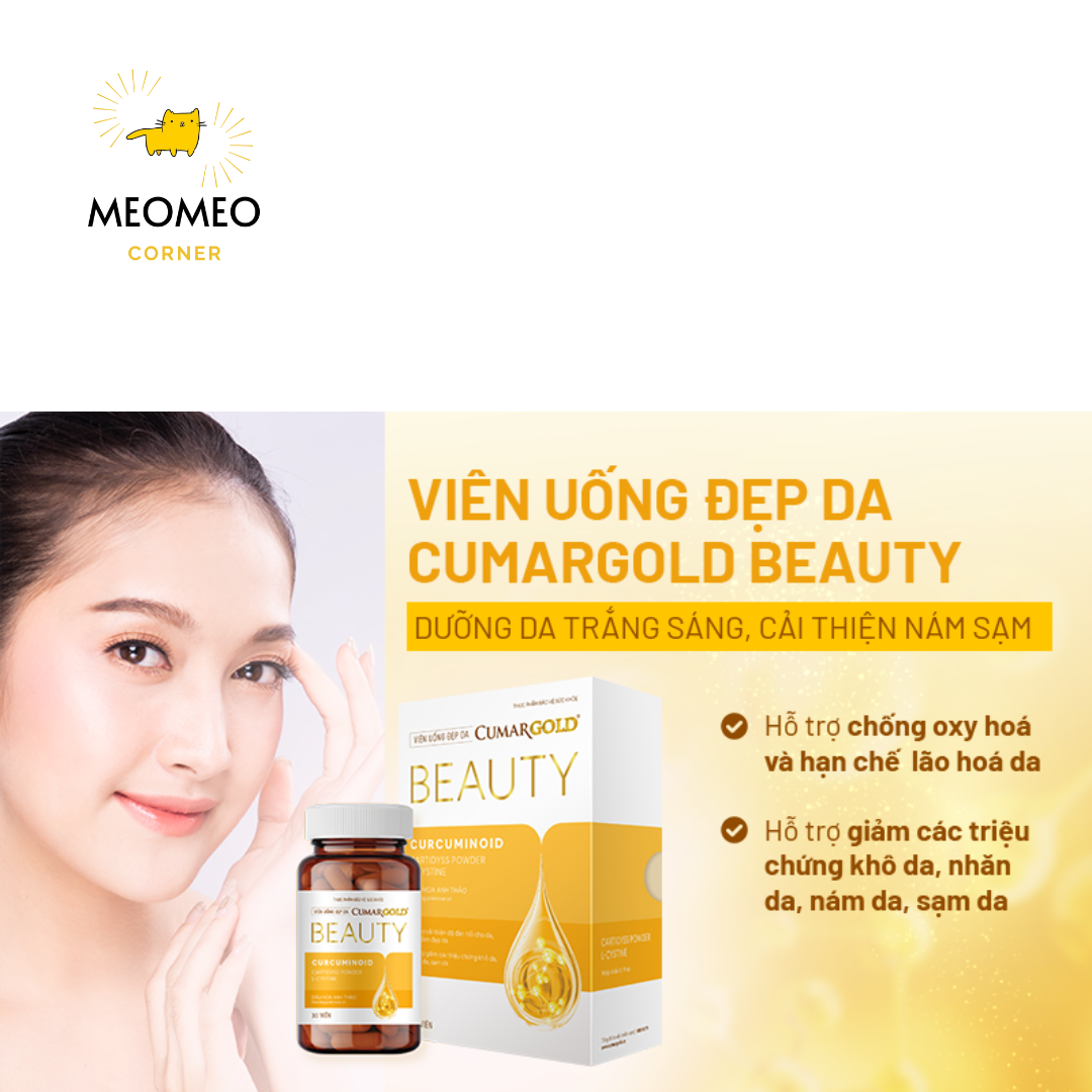 Viên uống đẹp da CumarGold Beauty giảm lão hóa, hỗ trợ làm đẹp, tăng đàn hồi da- Hộp 30 viên