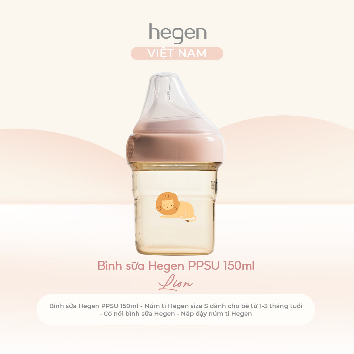 [FULLBOX] Bình sữa PPSU hoạ tiết Hegen