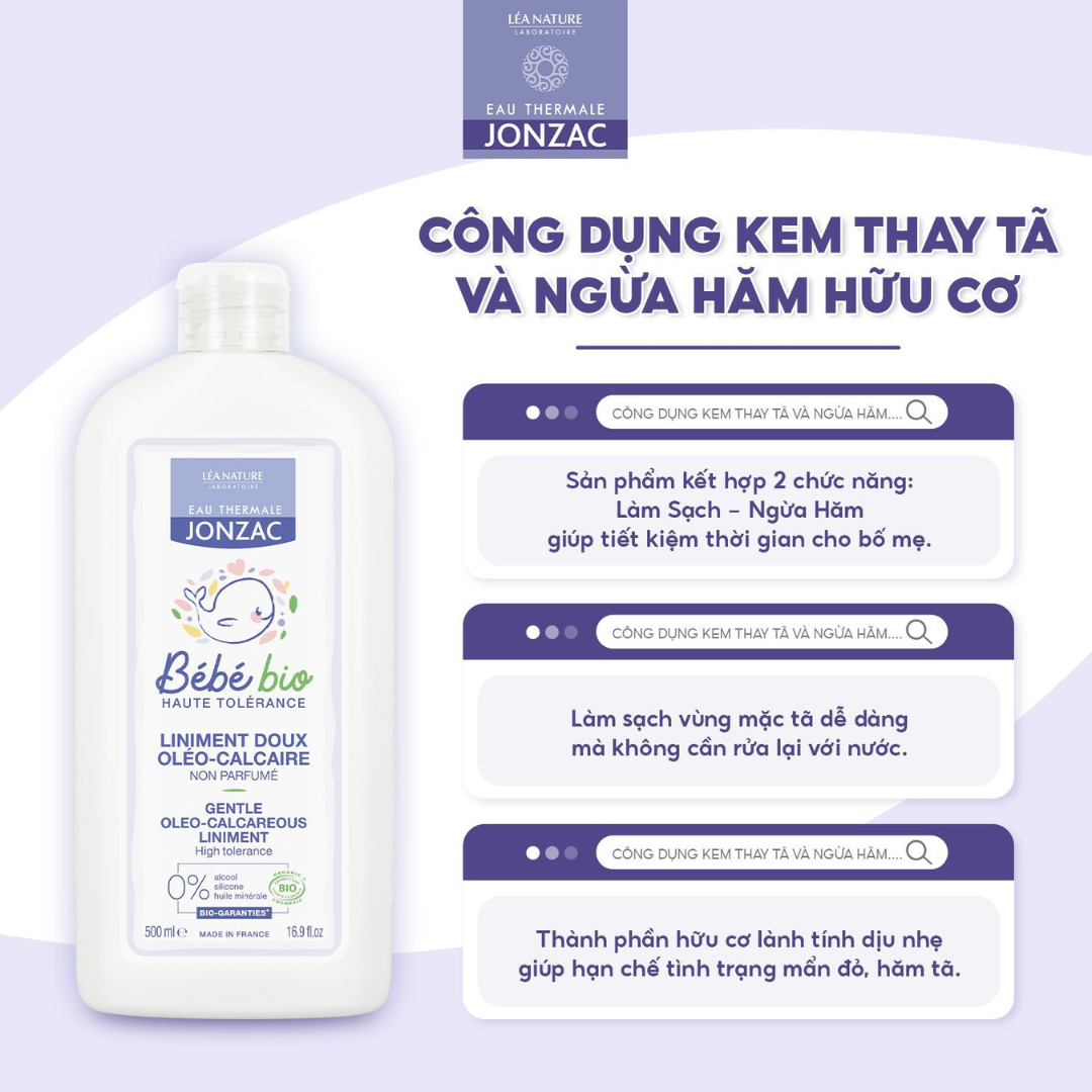 Kem Thay Tã Và Ngừa Hăm Cho Bé Từ Sơ Sinh Liniment Eau Thermale Jonzac 500ml