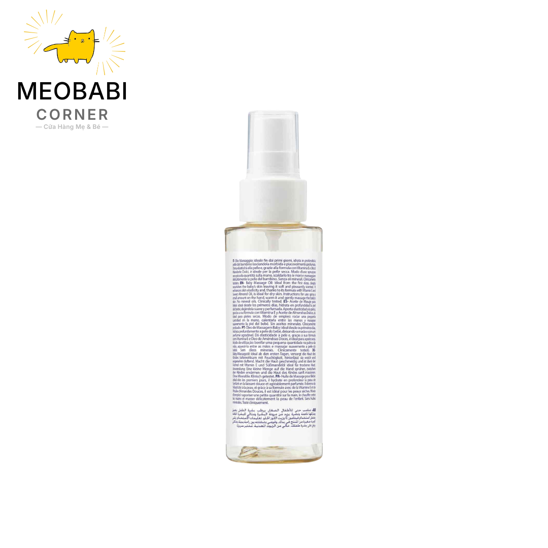 Dầu mát xa cấp ẩm & hỗ trợ đàn hồi da Chicco Massage Oil Natural Sensation 0M+ 100ml