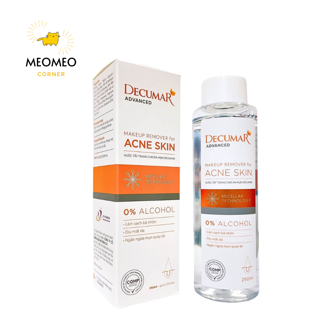Nước tẩy trang Decumar ACNE SKIN không cồn cho da mụn, dịu nhẹ 250ml