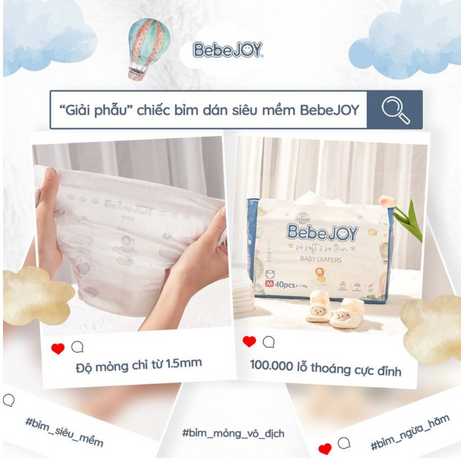 Tã Bỉm BebeJoy Hàn Quốc dán/ Quần NB50 S42 M40 M38 L36 XL34 XXL32 Chính hãng thấm hút cực nhanh, chống tràn,siêu mềm mịn
