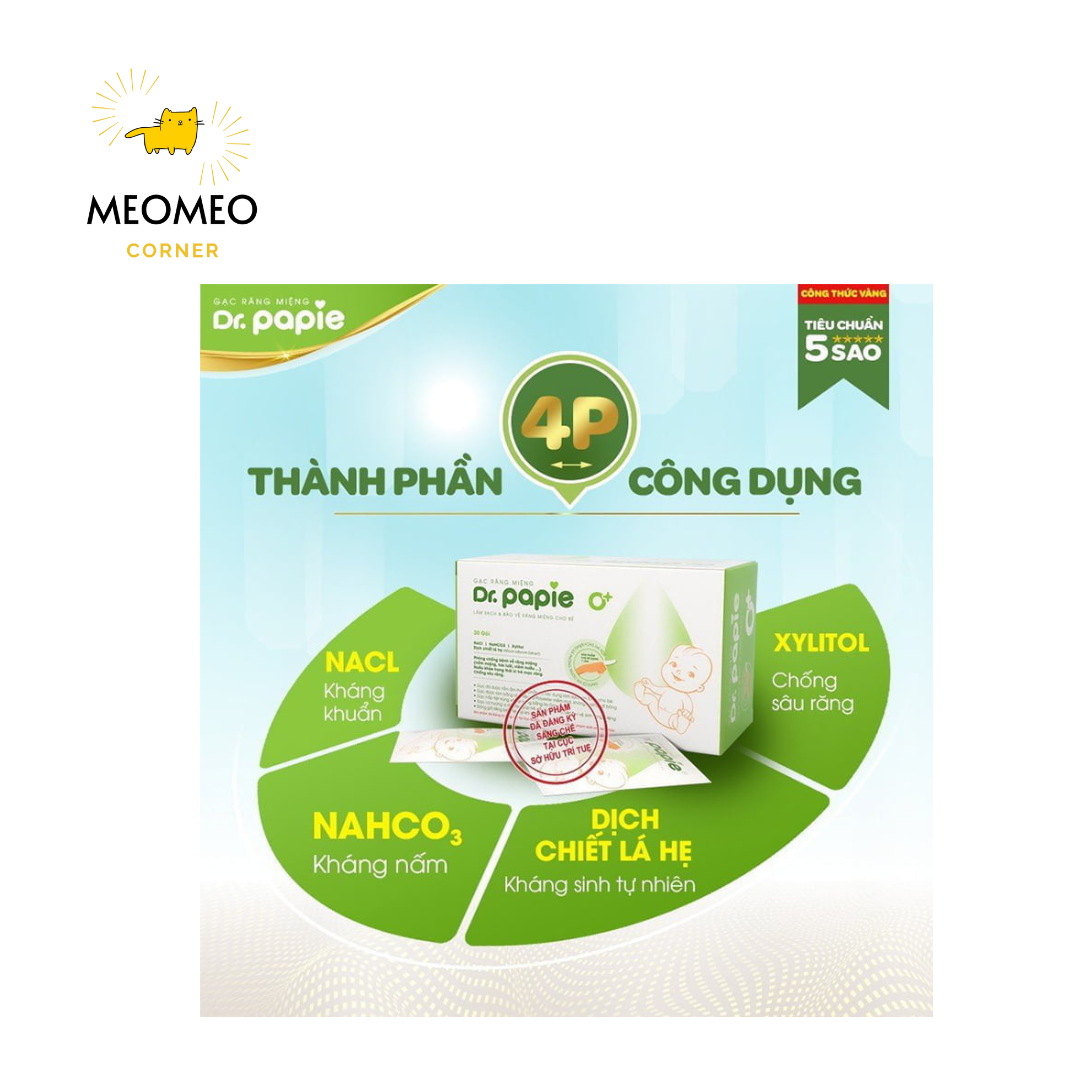 Gạc rơ lưỡi Dr.Papie hộp 30 gói