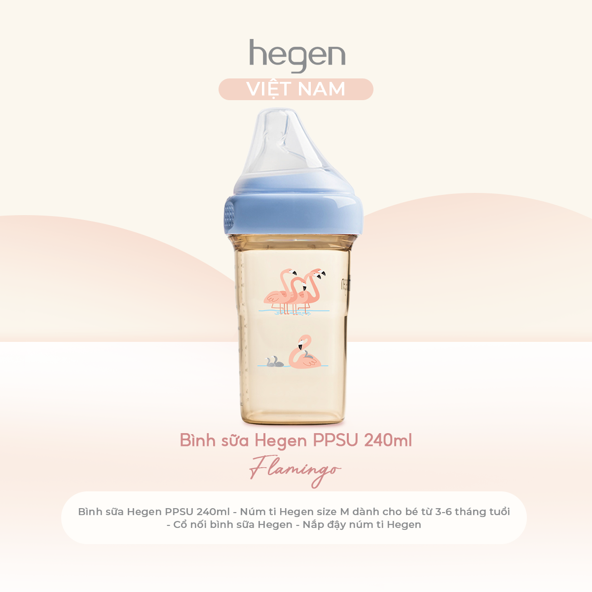 [FULLBOX] Bình sữa PPSU hoạ tiết Hegen