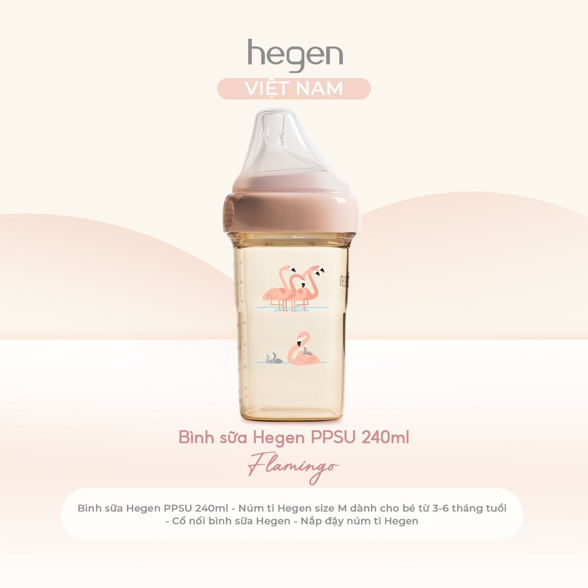[FULLBOX] Bình sữa PPSU hoạ tiết Hegen