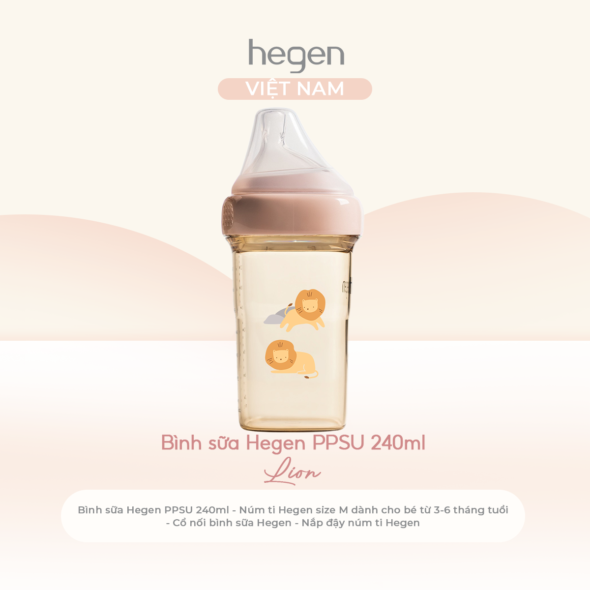 [FULLBOX] Bình sữa PPSU hoạ tiết Hegen