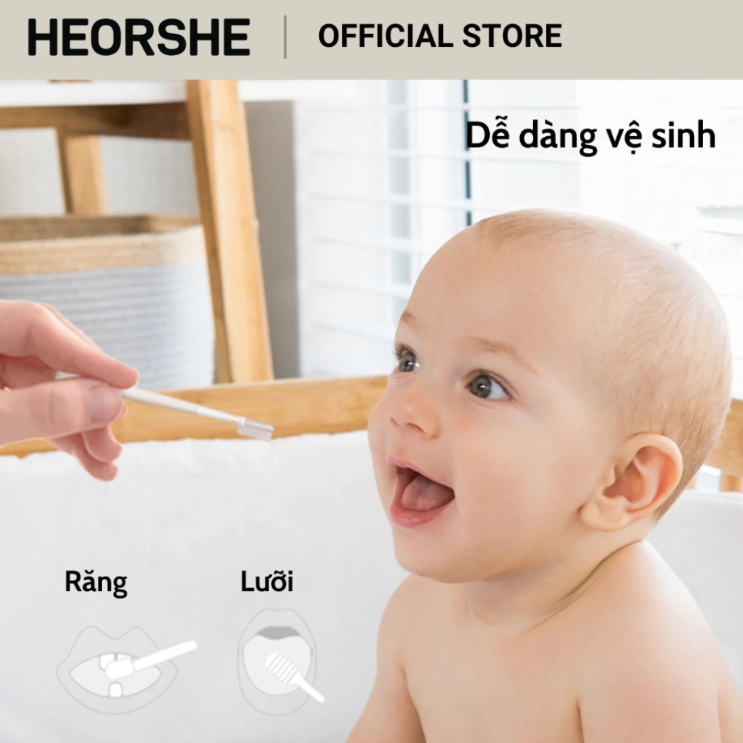 Bộ bàn chải vệ sinh răng miệng cho bé 0-18 tháng Heorshe