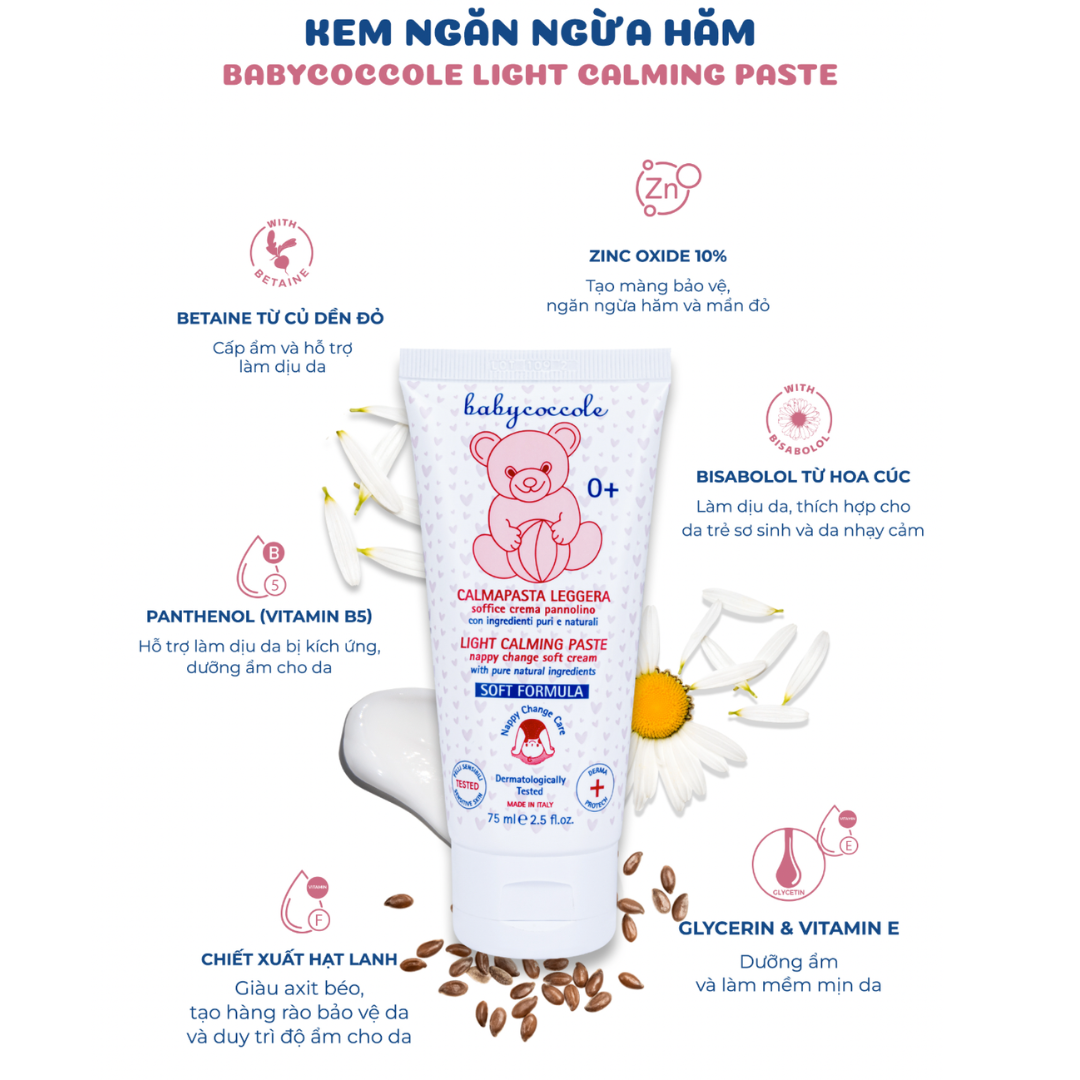 Kem ngăn ngừa hăm BabyCoccole LIGHT CALMING PASTE 75ml