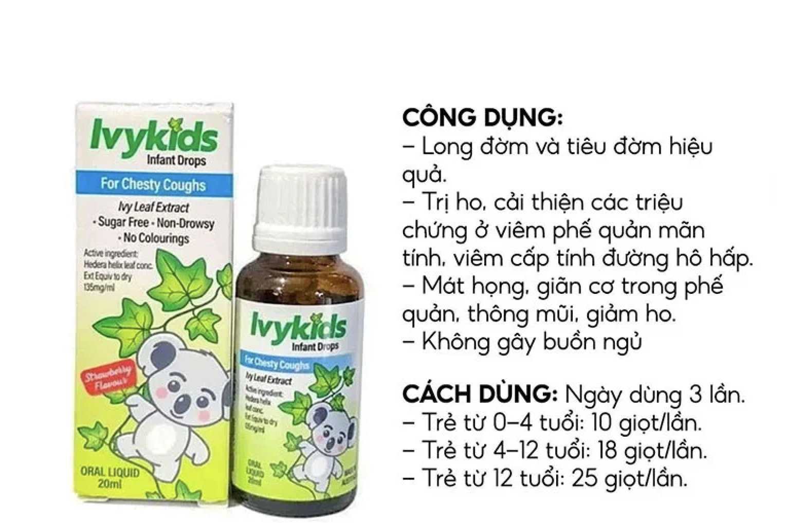 Tinh Chất Ho, Tiêu Đờm cho bé IvyKids 20ml