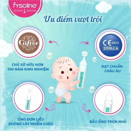*Nước muối sinh lý Fysoline Gifrer - Vệ sinh mắt , mũi , miệng cho bé fysoline vàng & hồng