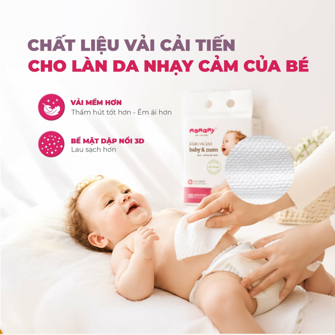 Khăn khô đa năng Mamamy Túi 180 tờ