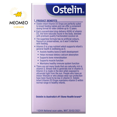 Ostelin vitamin D3 Drops dạng giọt cho bé của Úc