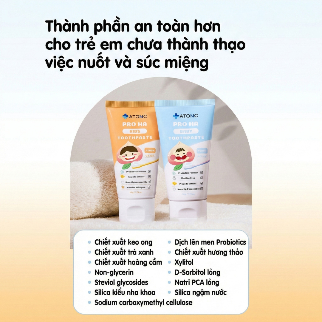 Kem đánh răng lợi khuẩn PRO HA ATONO2 cho bé