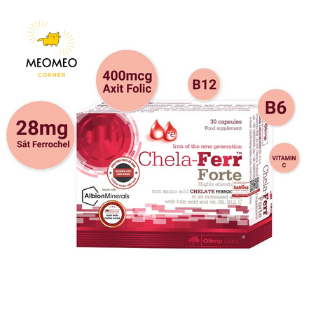 Viên uống bổ sung sắt cho bà bầu và người lớn Chela-Ferr Forte hộp 30 viên