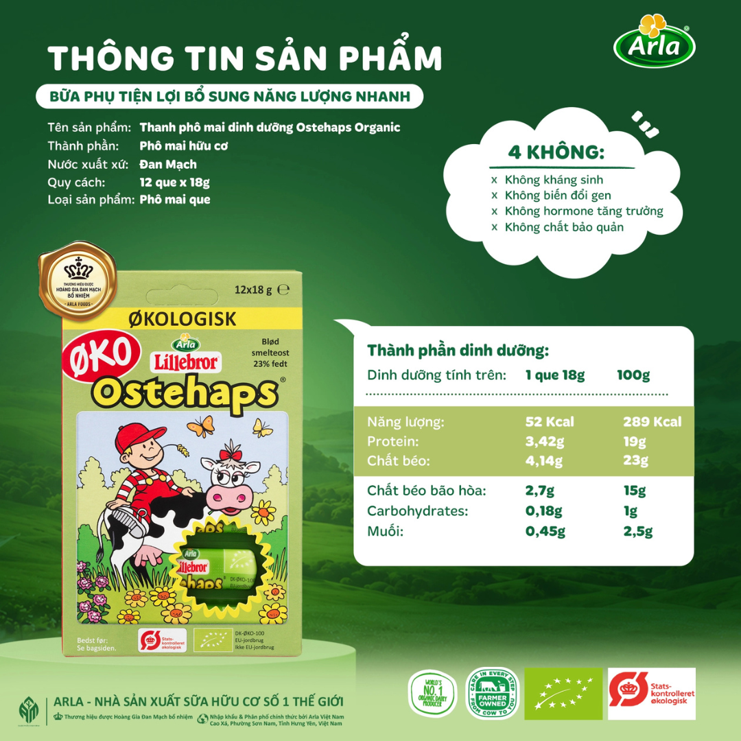 Phô mai que Arla Ostehaps Organic