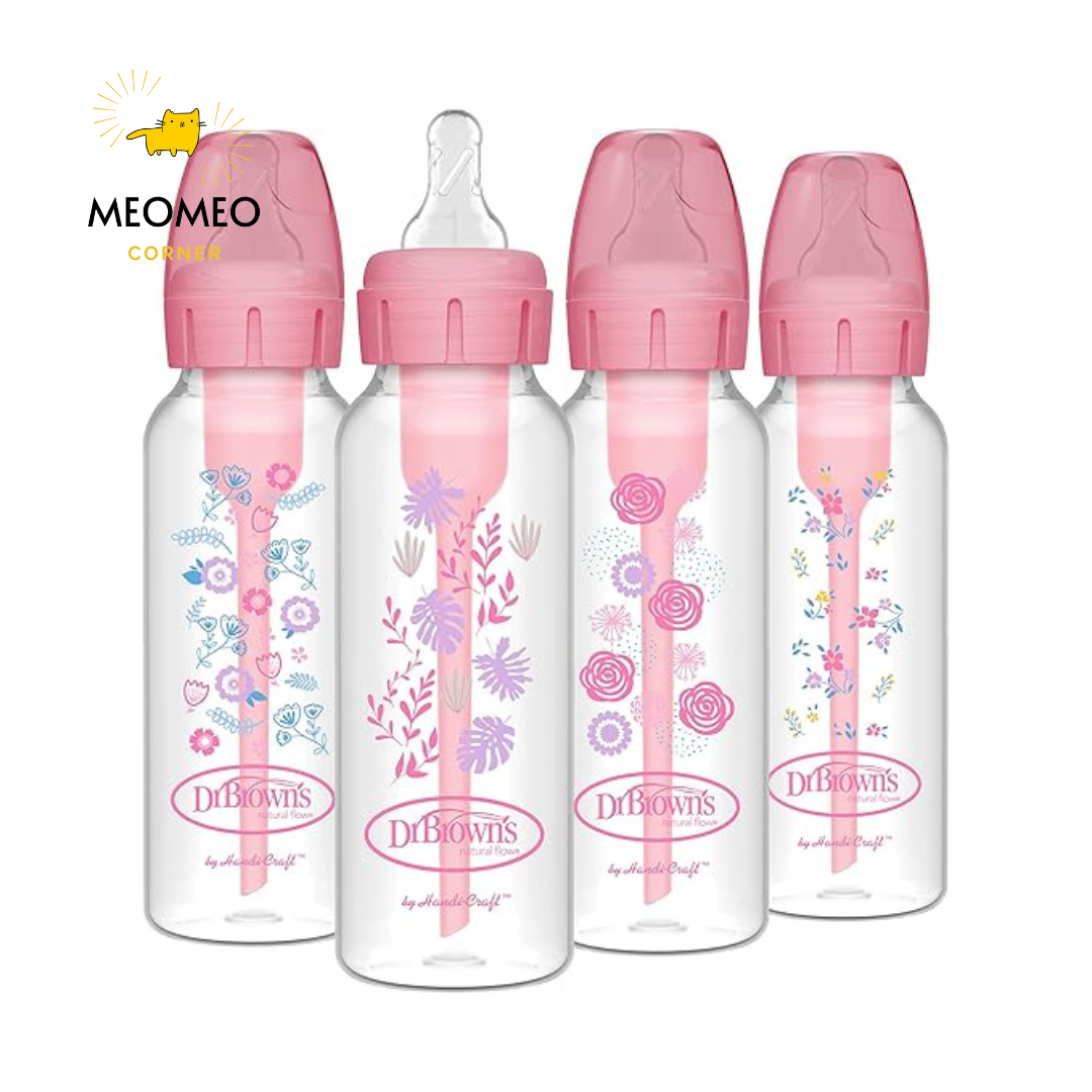 Bình sữa Dr. Brown cổ hẹp 120ml/250ml [Tuỳ Chọn Núm]