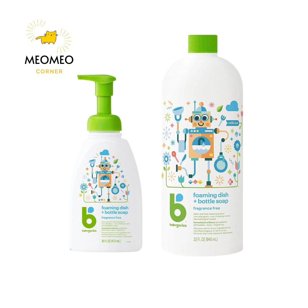 Nước rửa bình sữa bát đĩa Babyganics hữu cơ không mùi 473ml Mỹ