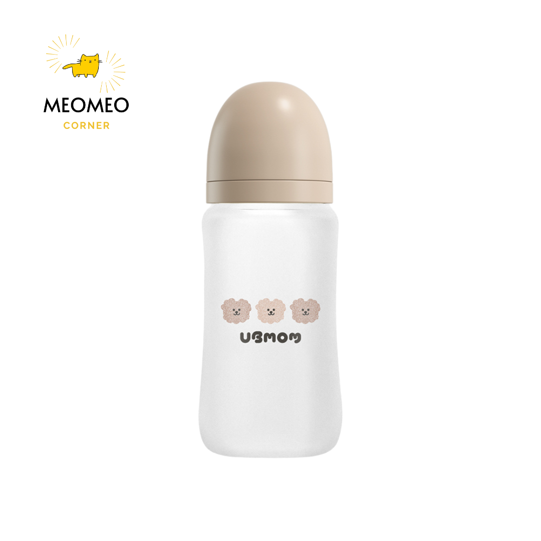 Bình sữa thuỷ tinh phủ Silicon Ubmom