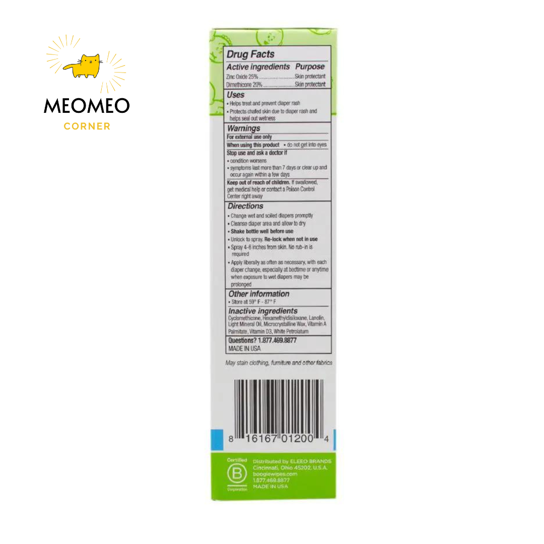 Xịt Hăm Tã Boogie Bottoms Diaper Rash Spray Mỹ 49ml