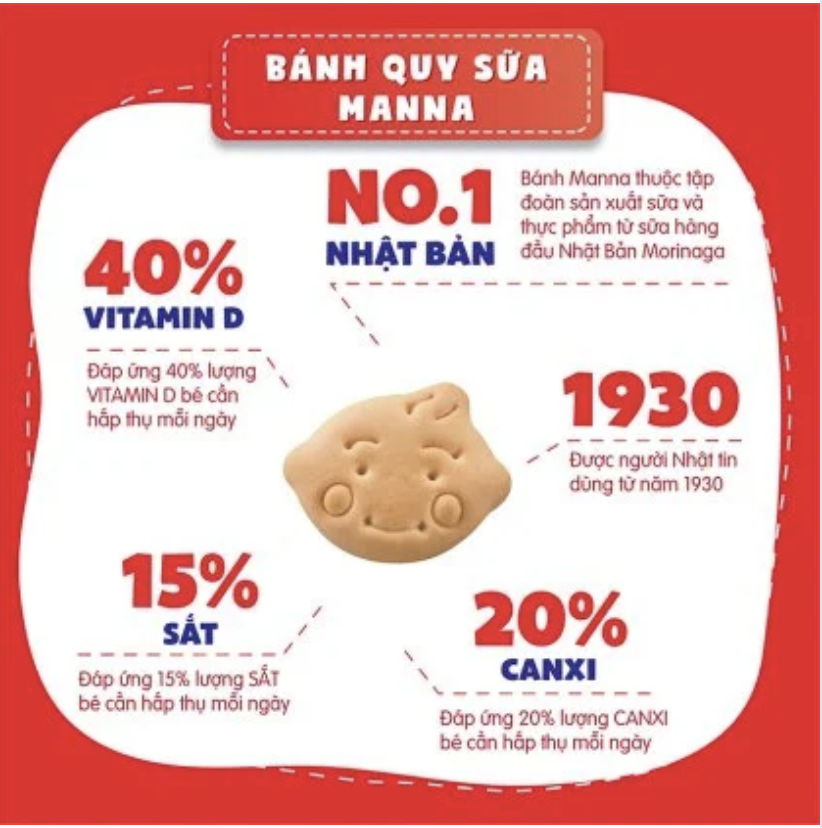 Bánh ăn dặm Manna Morinaga cho bé từ 9 tháng tuổi