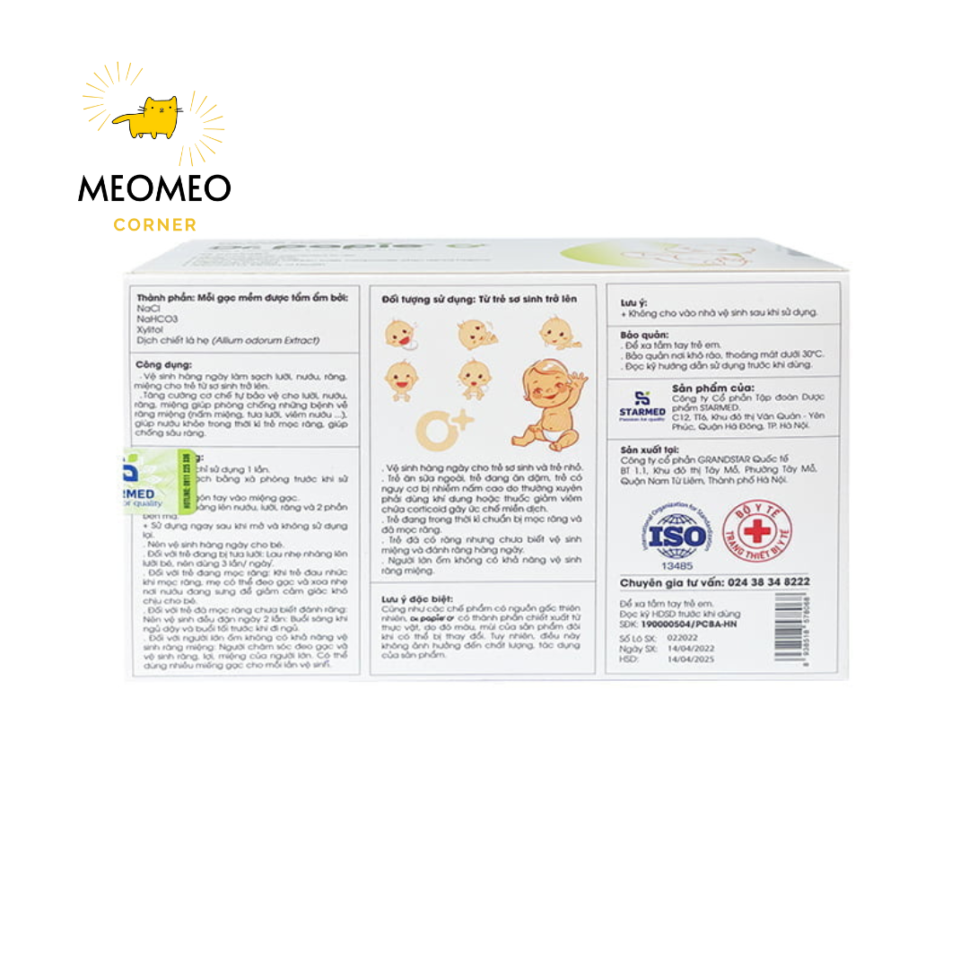 Gạc rơ lưỡi Dr.Papie hộp 30 gói