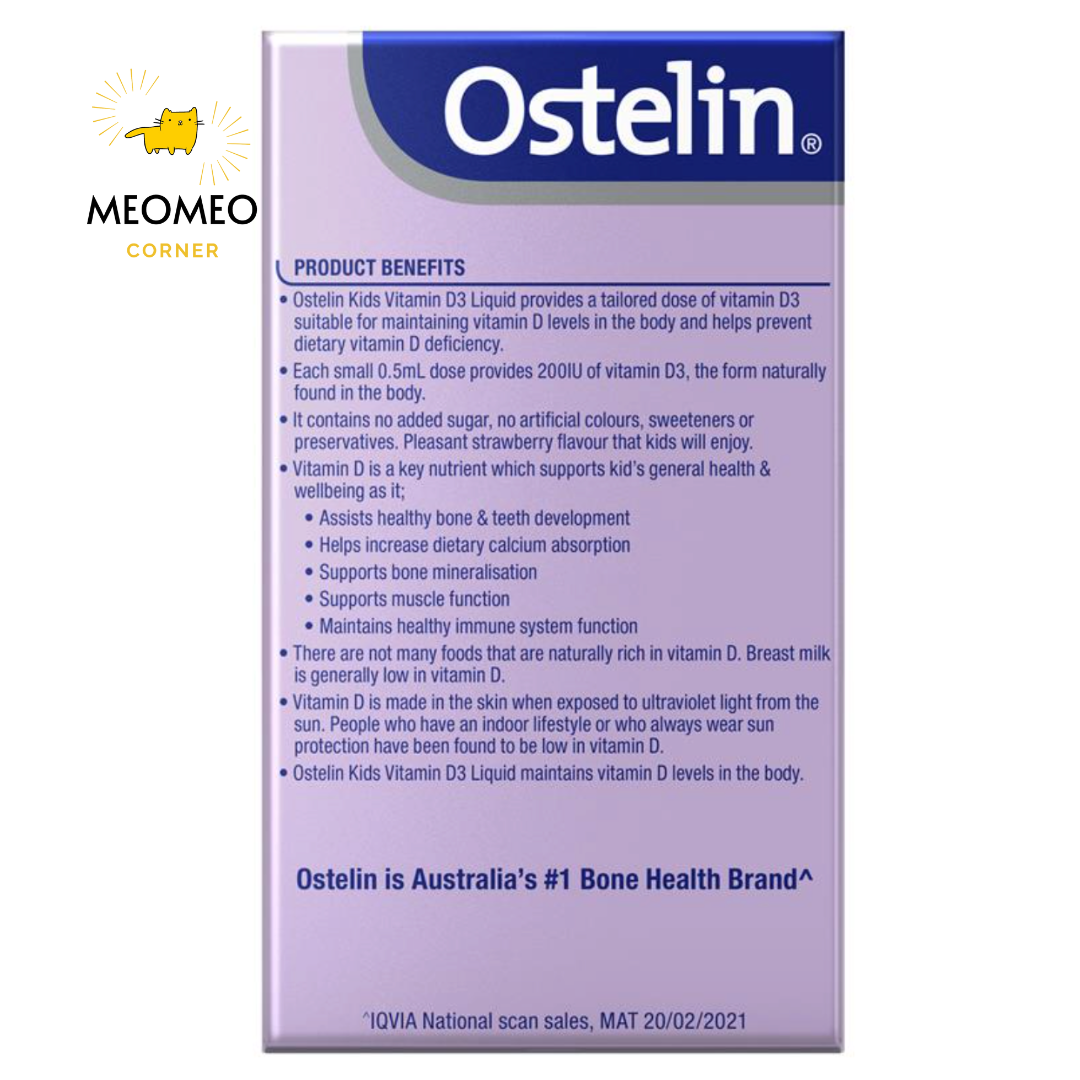 Ostelin Vitamin D3 Liquid cho bé của Úc 20ml
