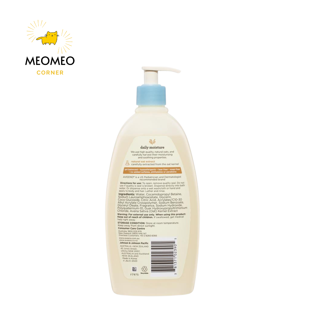 Sữa tắm gội toàn thân cho bé Aveeno Baby Lightly Scented Wash & Shampoo 532ml