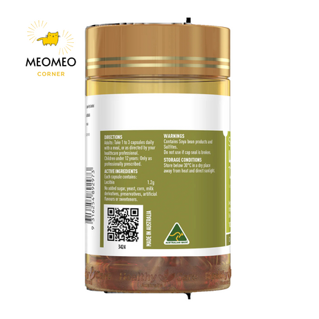 Mầm đậu nành Healthy Care Lecithin 1200mg của Úc 100 viên