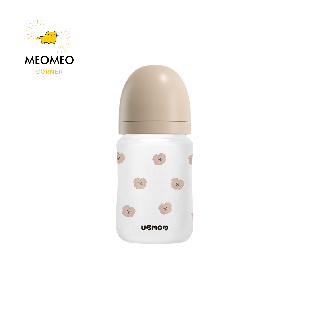 Bình sữa thuỷ tinh phủ Silicon Ubmom
