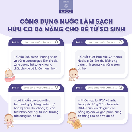 Nước làm sạch da hữu cơ cho bé từ sơ sinh Micellar Eau Thermale Jonzac 500ml