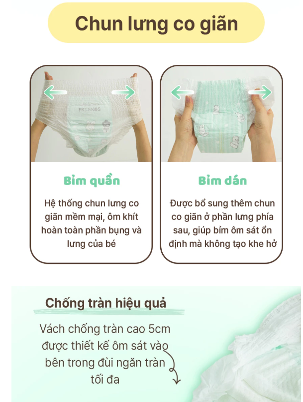 [Miếng lẻ] Bỉm Momo Rabbit – Bản Friends | Mềm mại, thấm hút tốt, nâng niu làn da bé