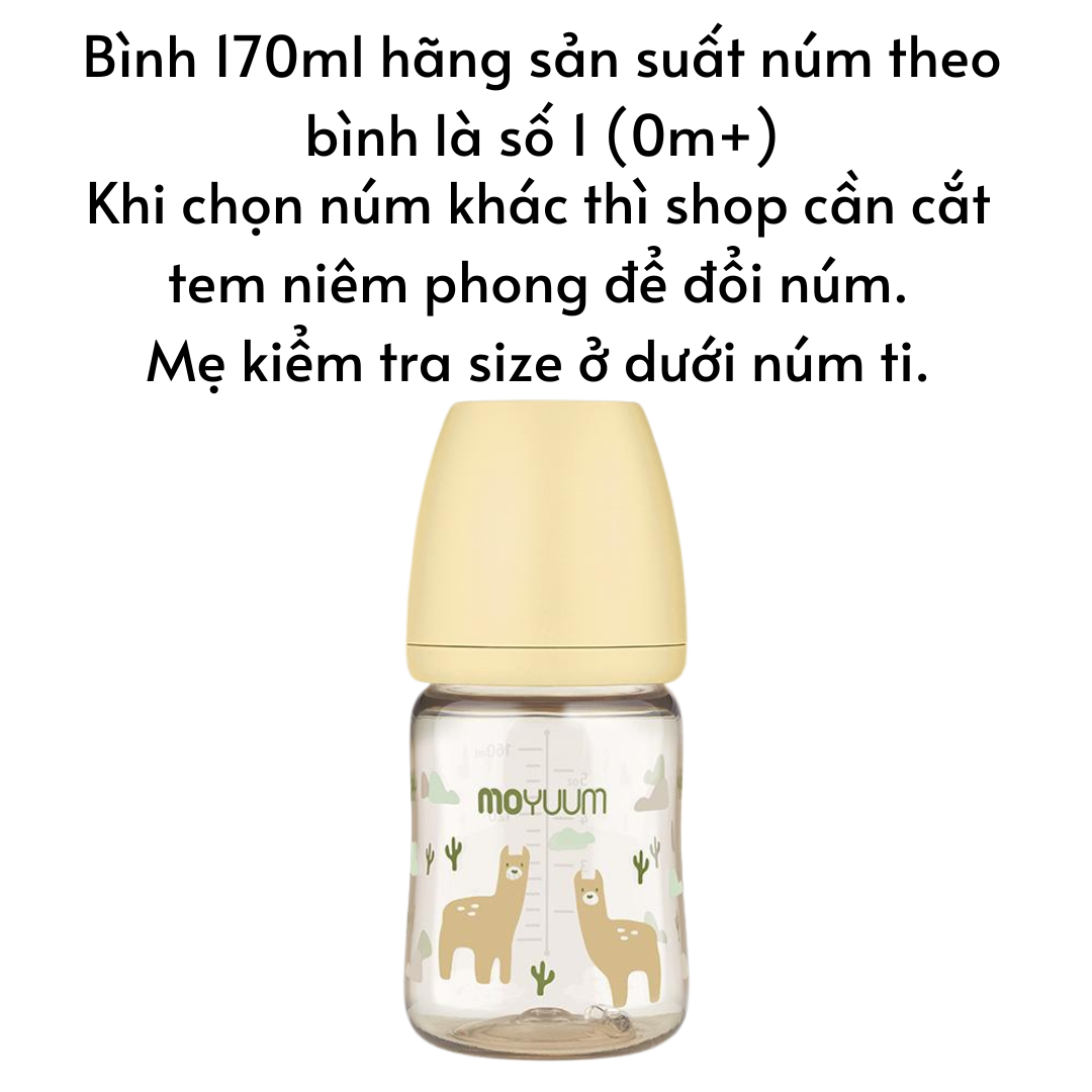 Bình sữa Moyuum Hàn Quốc cho bé 170ml/ 270ml Bình trơn/ Thỏ Hồng/ Xám/ Mây/ Tim