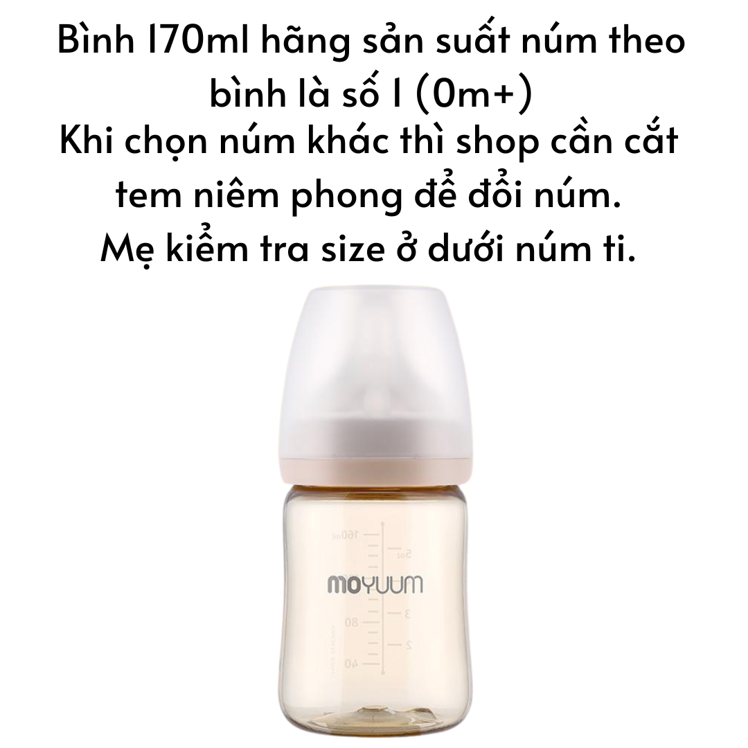 Bình sữa Moyuum Hàn Quốc cho bé 170ml/ 270ml Bình trơn/ Thỏ Hồng/ Xám/ Mây/ Tim
