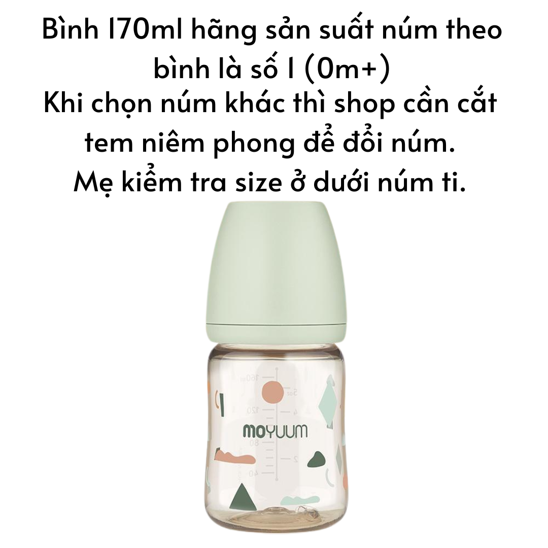 Bình sữa Moyuum Hàn Quốc cho bé 170ml/ 270ml Bình trơn/ Thỏ Hồng/ Xám/ Mây/ Tim