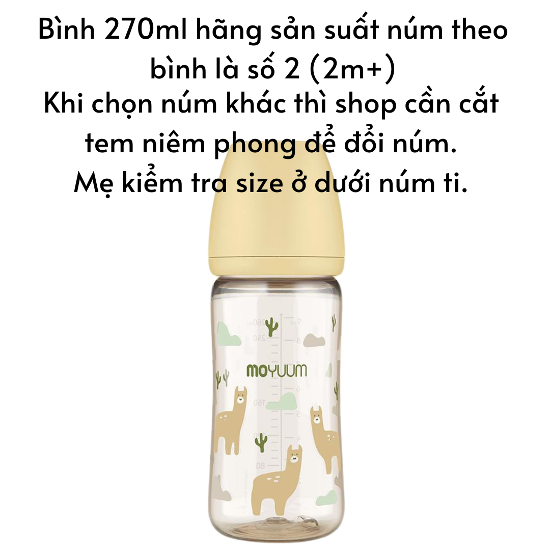 Bình sữa Moyuum Hàn Quốc cho bé 170ml/ 270ml Bình trơn/ Thỏ Hồng/ Xám/ Mây/ Tim