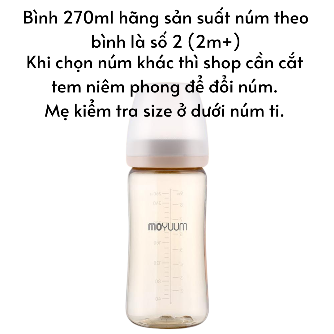 Bình sữa Moyuum Hàn Quốc cho bé 170ml/ 270ml Bình trơn/ Thỏ Hồng/ Xám/ Mây/ Tim