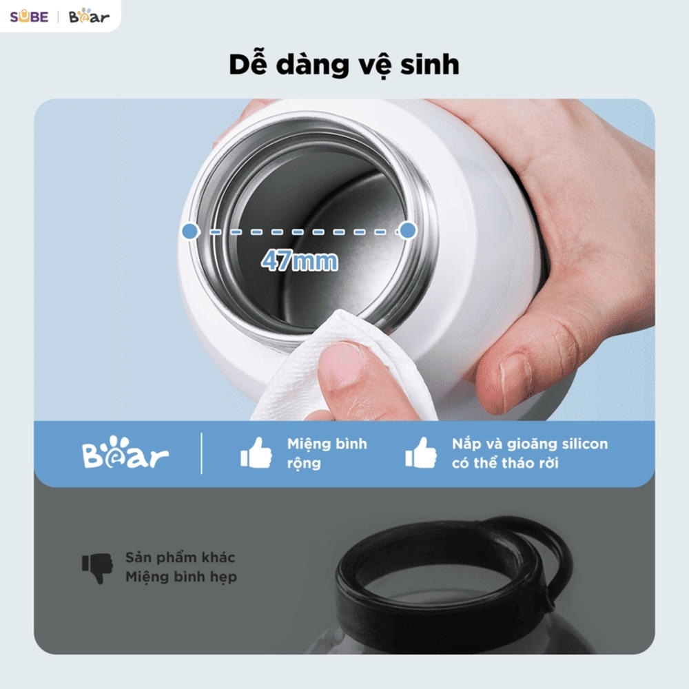 Bình đun và hâm nước pha sữa di động mini 0.5L Bear BKL-055EJ