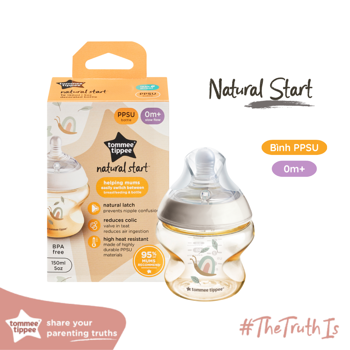 Bình sữa PPSU Hoạ Tiết Tommee Tippee Natural Start