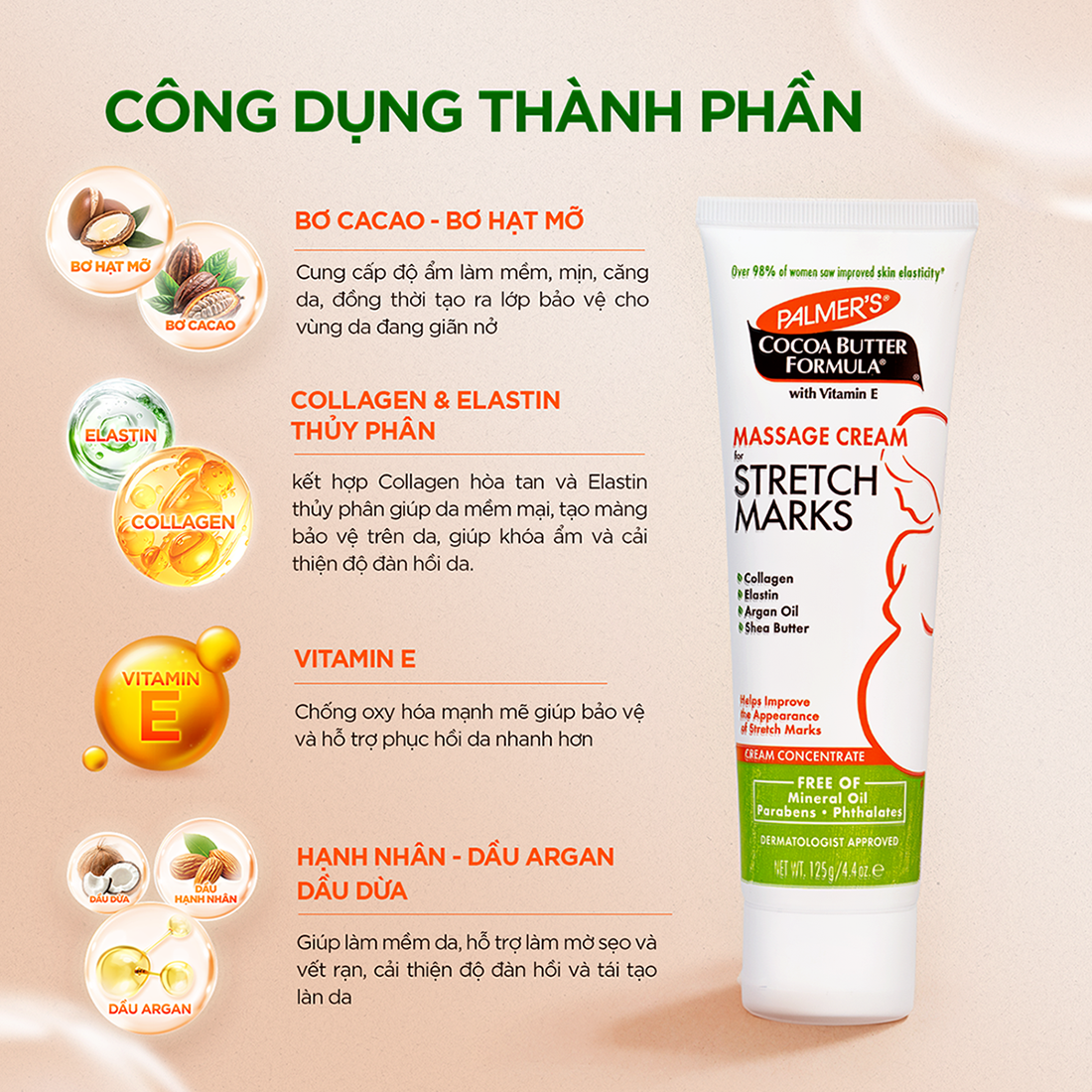 Kem ngăn ngừa và hỗ trợ làm mờ rạn da cho mẹ bầu giữa thai kỳ Palmer's 125g