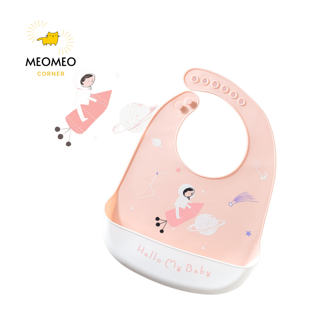 Yếm ăn dặm silicone có máng cho bé