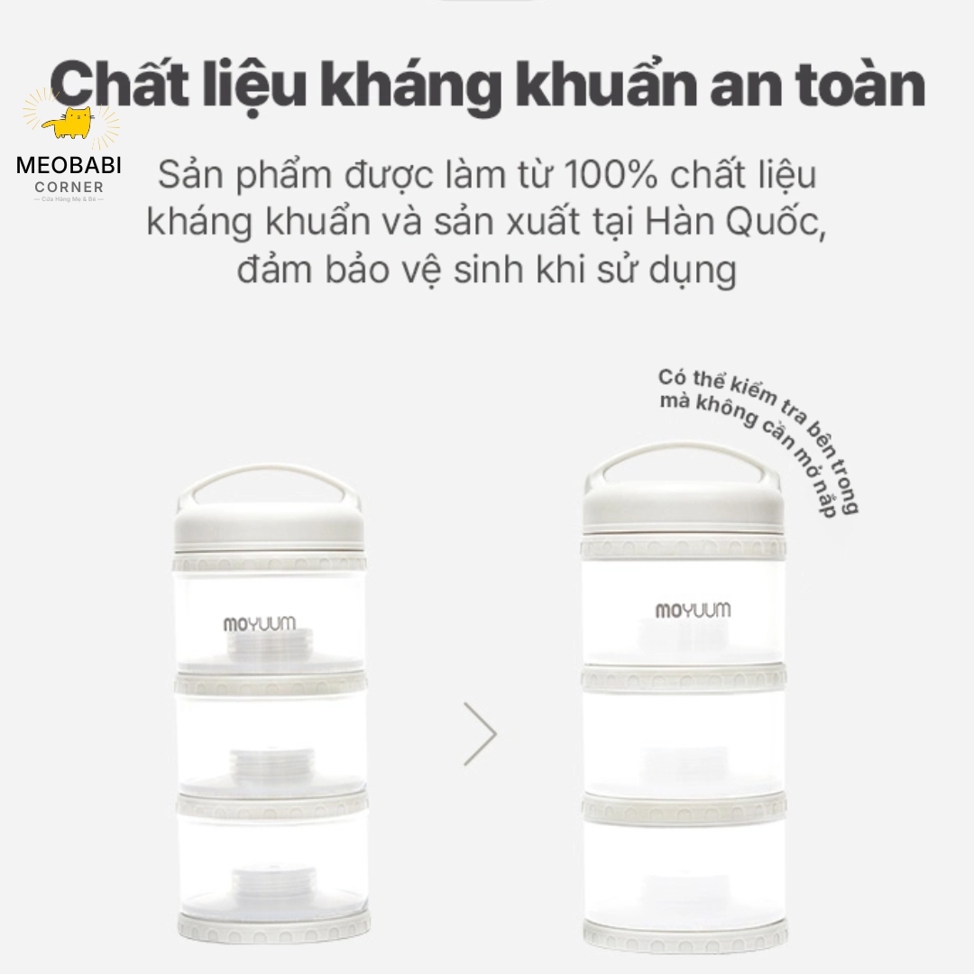 Hộp chia sữa bột Moyuum Premium Milk Powder Dispenser - 3 ngăn